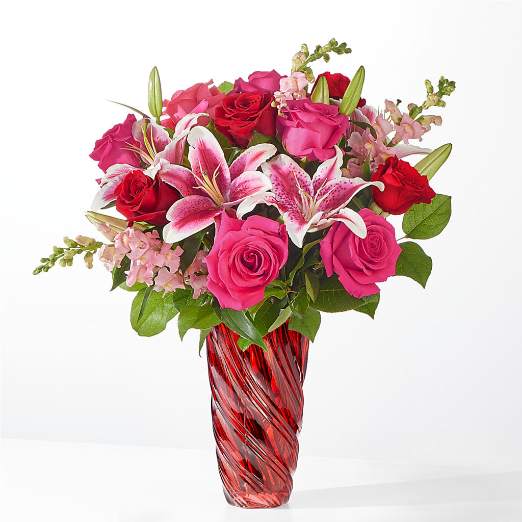 Always You Bouquet with Luxe Swirl Vase – One Million Roses Llc, Caldwell ID