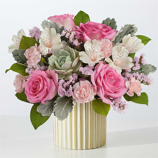 Dusty Rose Bouquet with Ivory Vase –  One Million Roses Llc, Caldwell ID