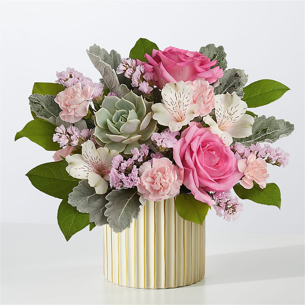 Dusty Rose Bouquet with Ivory Vase –  One Million Roses Llc, Caldwell ID