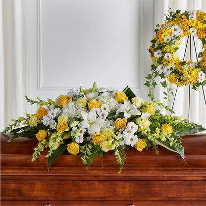 Golden Harmony Casket Spray –  One Million Roses Llc, Caldwell ID