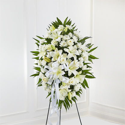 Exquisite Tribute Standing Spray-White Ribbon –  One Million Roses Llc, Caldwell ID