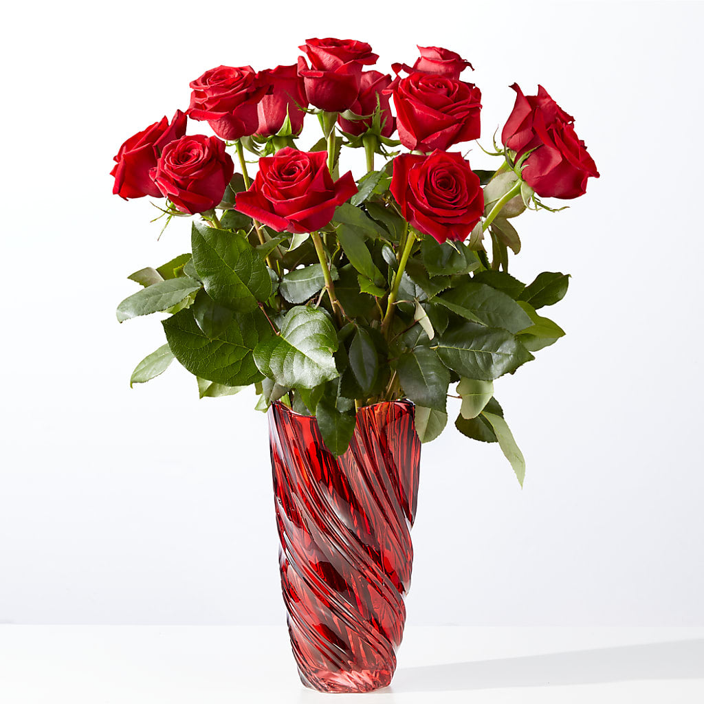 Classic Love Red Rose Bouquet with Luxe Swirl Vase –  One Million Roses Llc, Caldwell ID