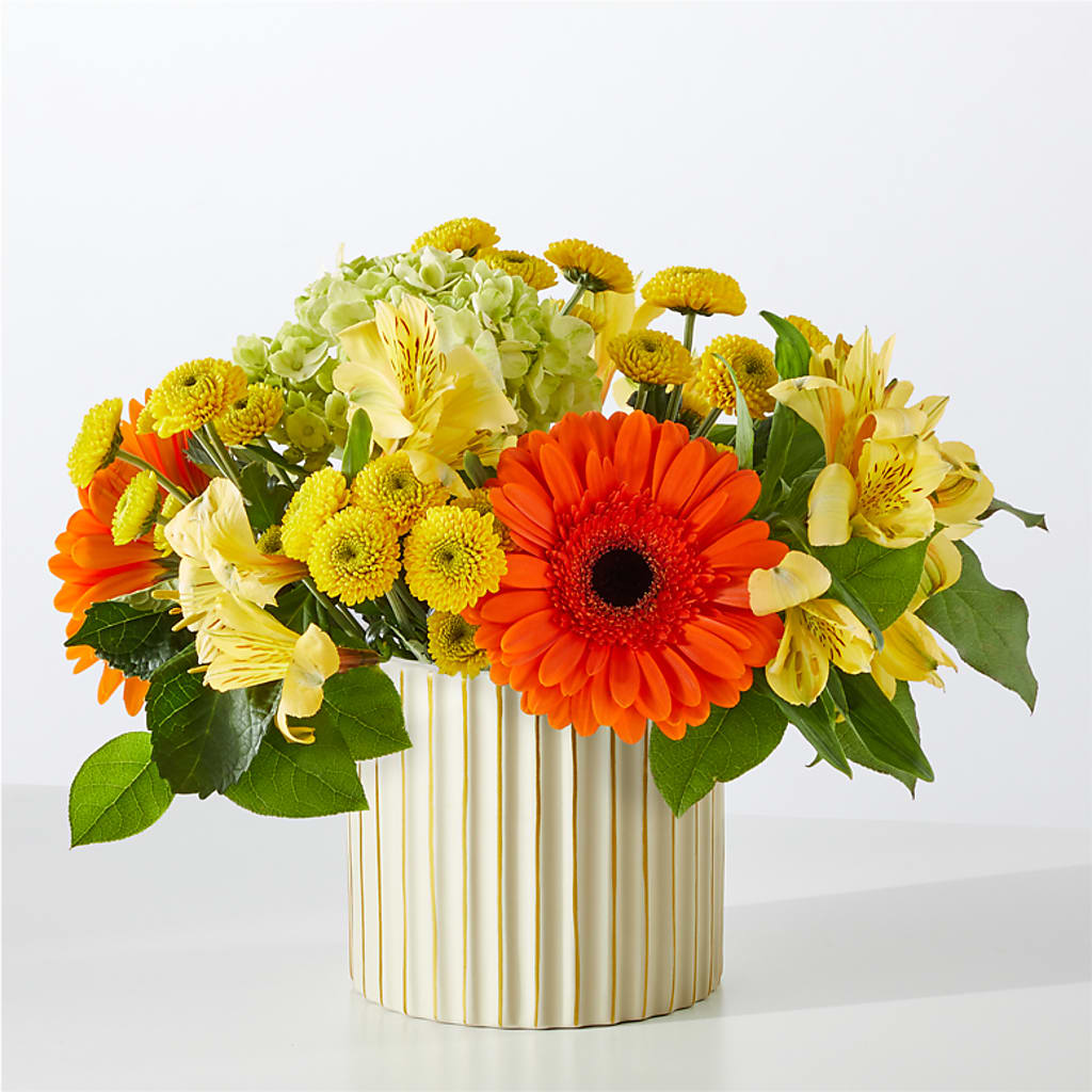 Autumn Sunshine Bouquet with Ivory Vase –  One Million Roses Llc, Caldwell ID