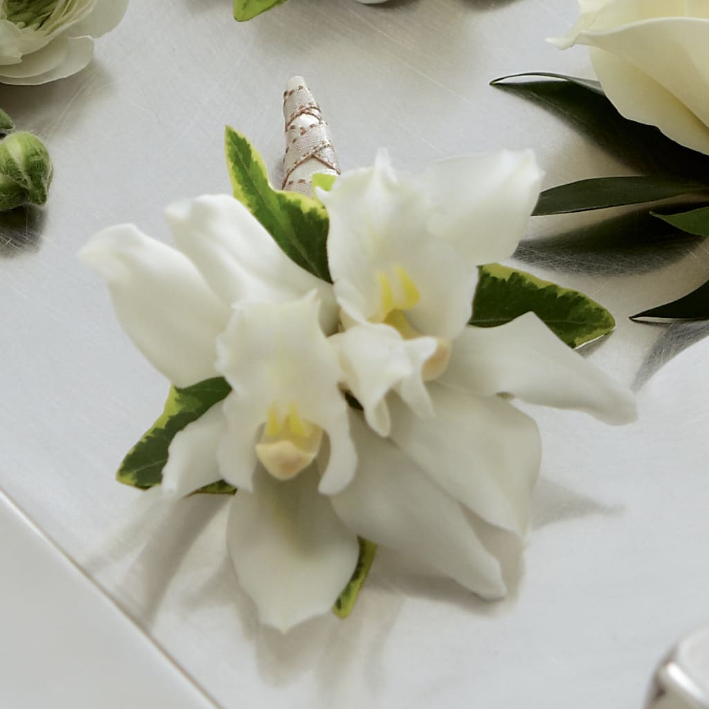 White Mini Cymbidium Boutonniere –  One Million Roses Llc, Caldwell ID